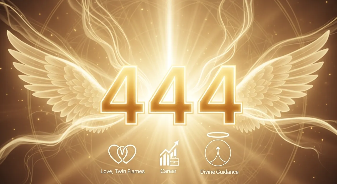 You are currently viewing 444 Angel Number Meaning: The Ultimate Guide to Spiritual Significance, Love, Twin Flames, Career, and Divine Guidance